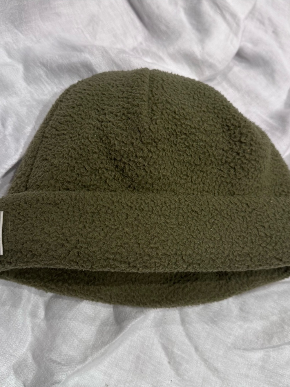 Frank & Oak Olive Green Sherpa Fleece Beanie